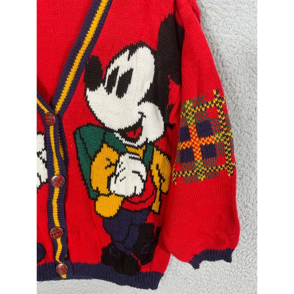 Vintage Mickey & Co Youth Cardigan Front Button Knit Sweater Mickey And Minnie - Picture 9 of 13